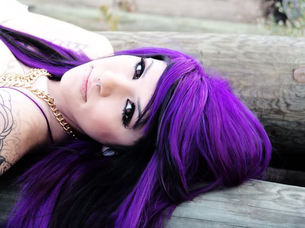 hair with purple. hair will be purple,